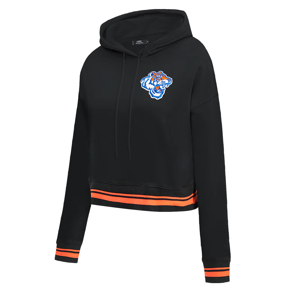 COLLEGE SAVANNAH STATE UNIVERSITY CLASSIC WOMEN'S RIB FLC CROPPED PO HOODIE (BLACK/ORANGE) - Image 2