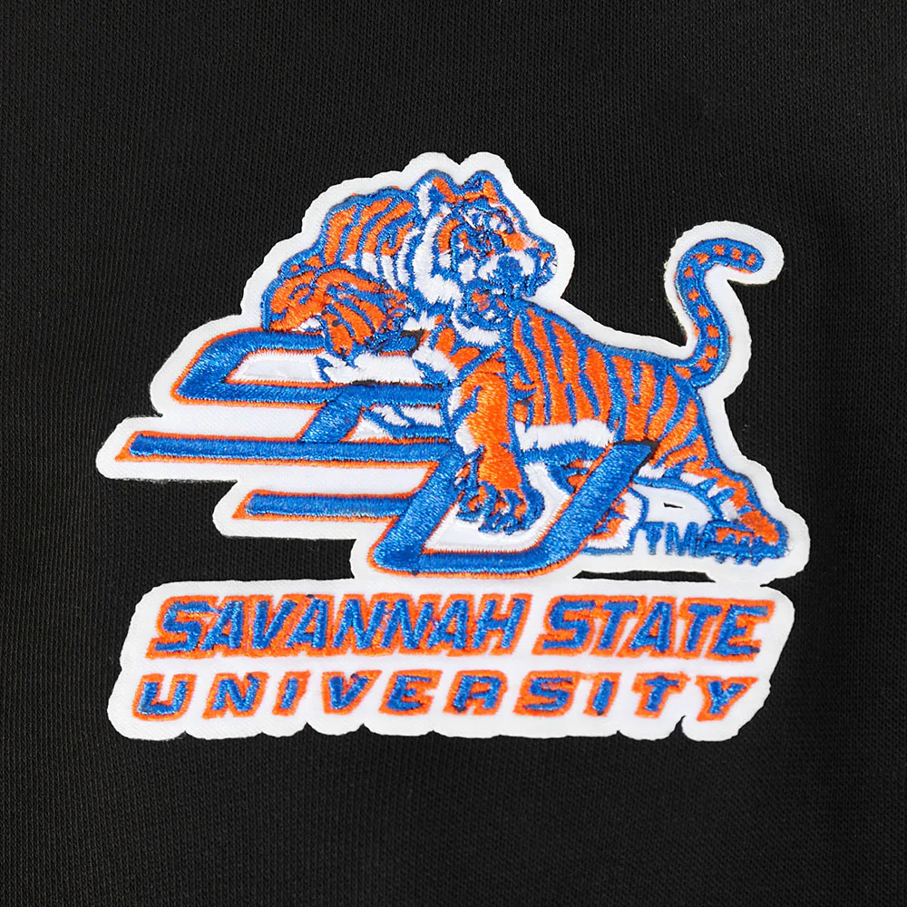 COLLEGE SAVANNAH STATE UNIVERSITY CLASSIC WOMEN'S RIB FLC CROPPED PO HOODIE (BLACK/ORANGE) - Image 5