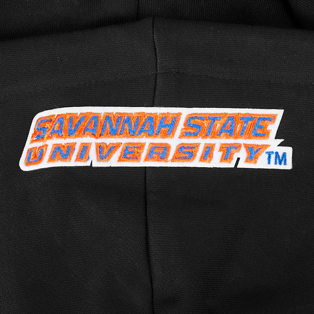 COLLEGE SAVANNAH STATE UNIVERSITY CLASSIC WOMEN'S RIB FLC CROPPED PO HOODIE (BLACK/ORANGE) - Image 7