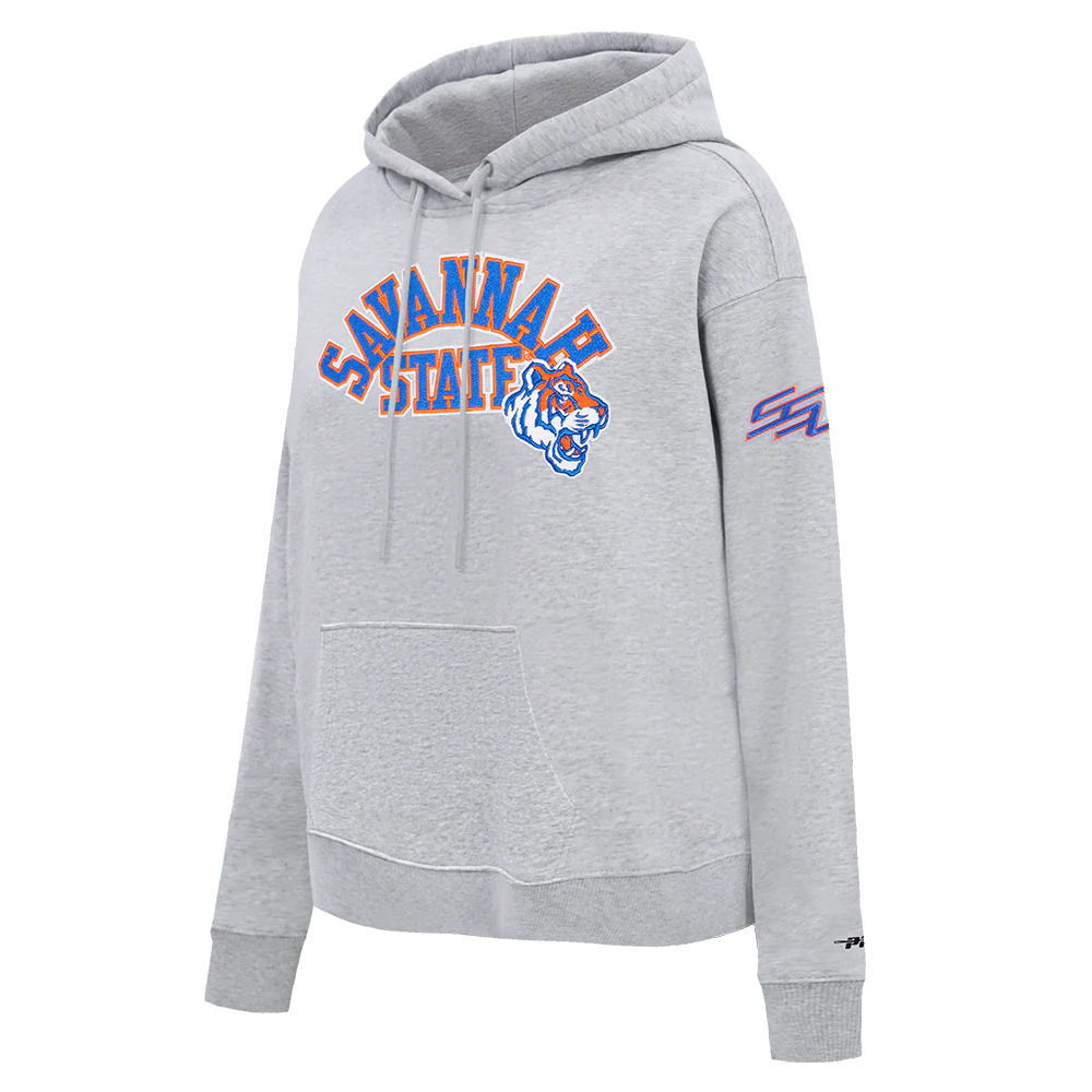 COLLEGE SAVANNAH STATE UNIVERSITY CLASSIC WOMEN'S FLC PO HOODIE (HEATHER GREY) - Image 4