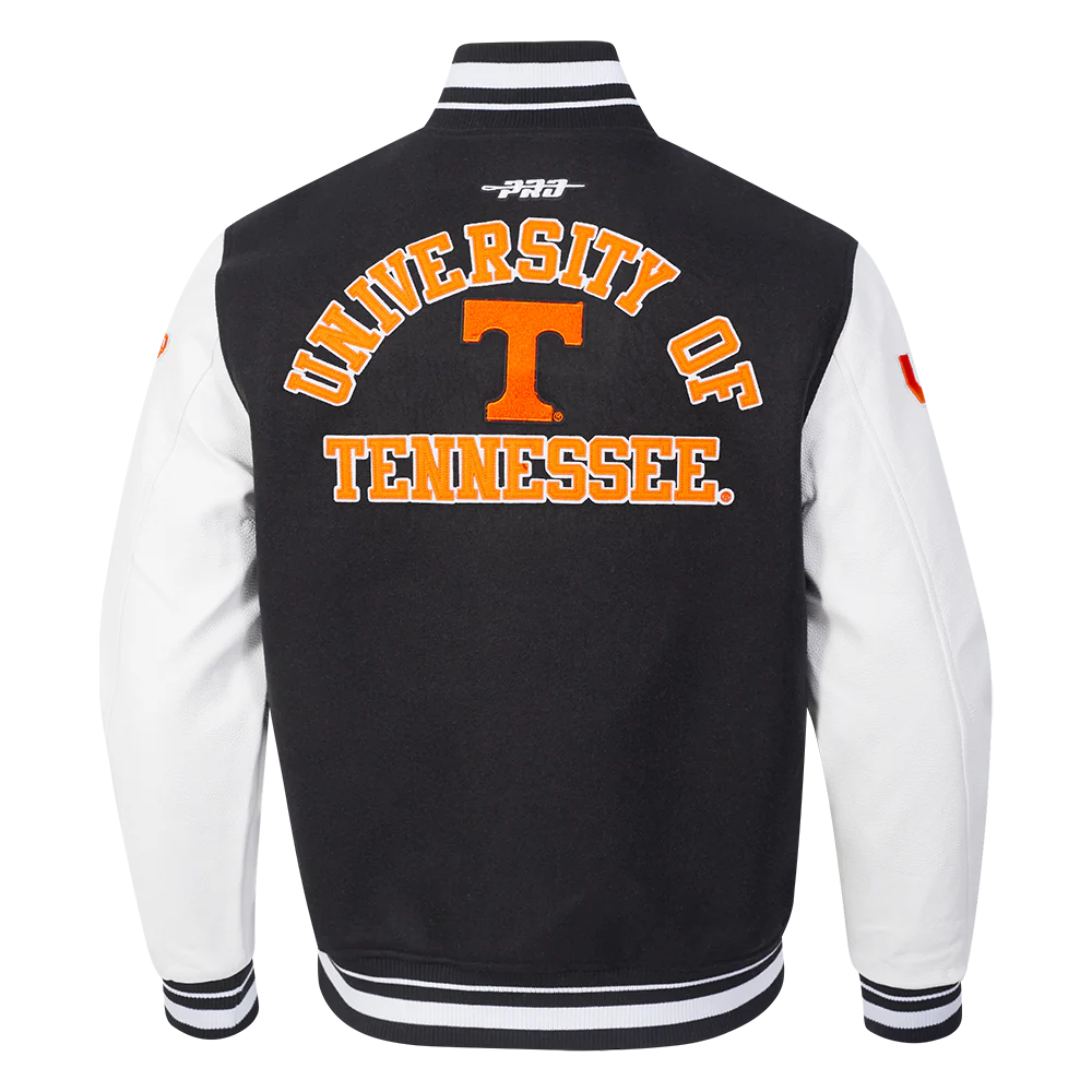 UNIVERSITY OF TENNESSEE CLASSIC MEN'S RIB WOOL VARSITY JACKET (BLACK/WHITE) - Image 3