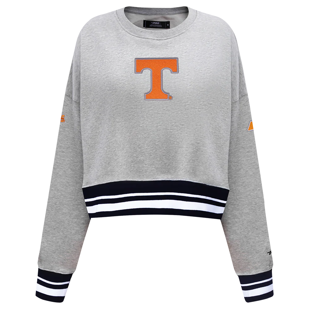 UNIVERSITY OF TENNESSEE CLASSIC WOMEN'S RIB FLEECE CREWNECK (HEATHER GRAY/BLACK)