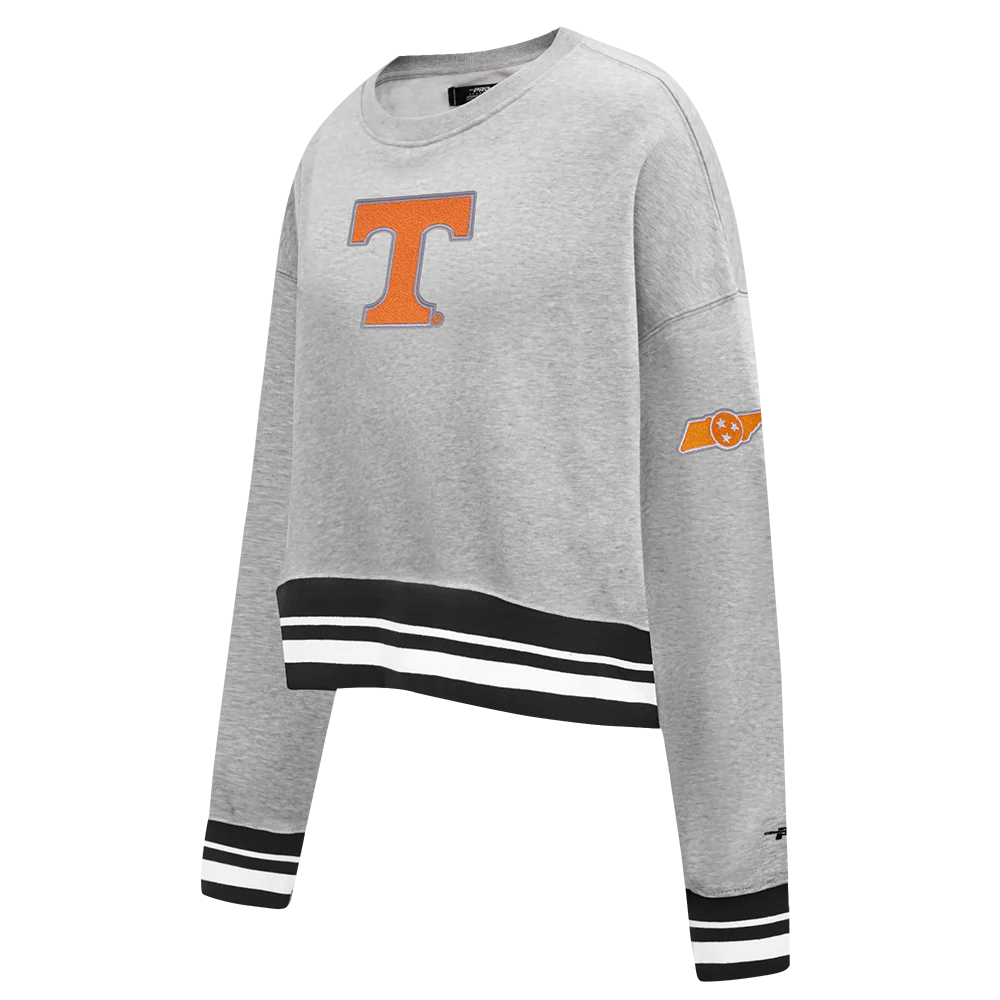 UNIVERSITY OF TENNESSEE CLASSIC WOMEN'S RIB FLEECE CREWNECK (HEATHER GRAY/BLACK) - Image 2