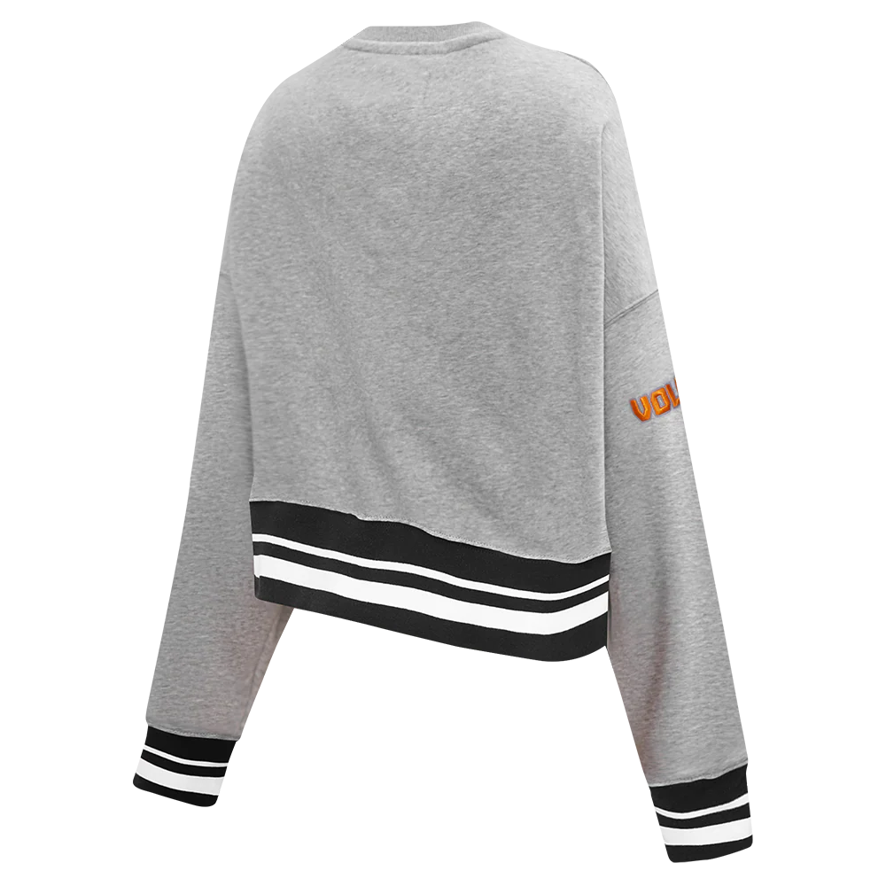 UNIVERSITY OF TENNESSEE CLASSIC WOMEN'S RIB FLEECE CREWNECK (HEATHER GRAY/BLACK) - Image 4