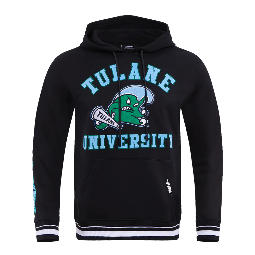 TULANE UNIVERSITY CLASSIC MEN'S STACKED LOGO PO HOODIE (BLACK)