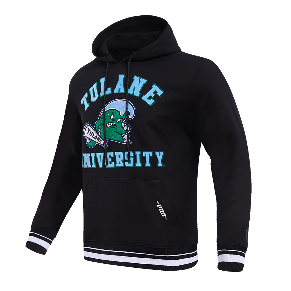 TULANE UNIVERSITY CLASSIC MEN'S STACKED LOGO PO HOODIE (BLACK) - Image 2