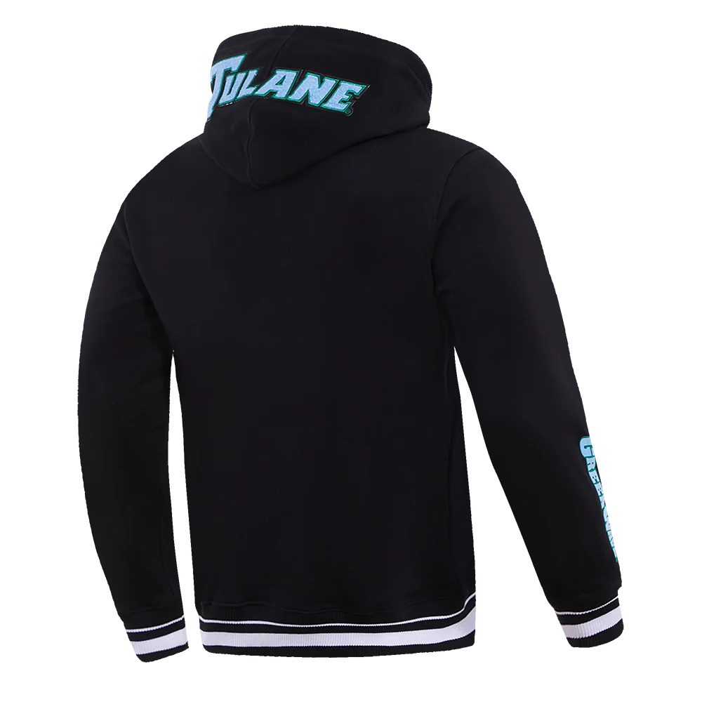 TULANE UNIVERSITY CLASSIC MEN'S STACKED LOGO PO HOODIE (BLACK) - Image 3