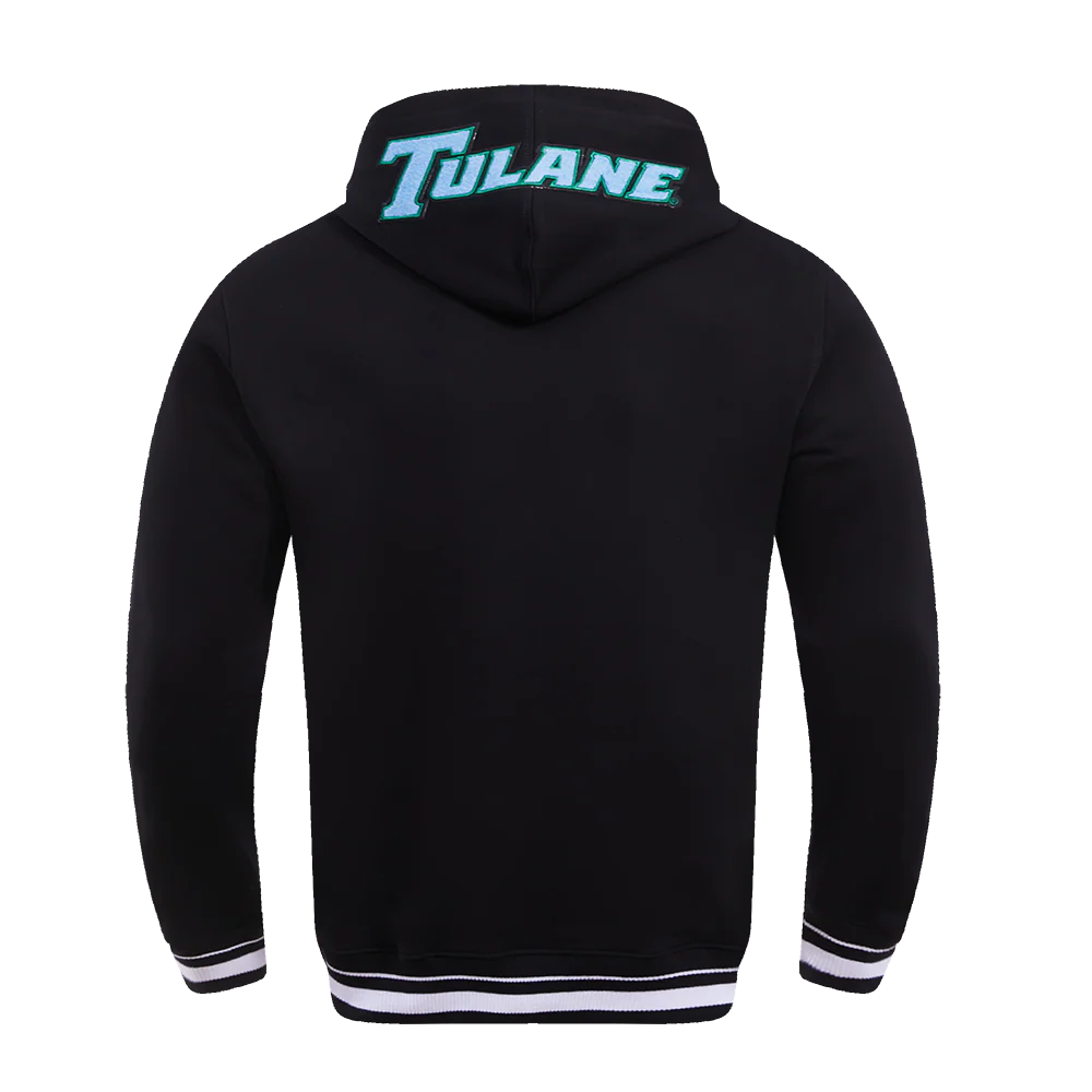 TULANE UNIVERSITY CLASSIC MEN'S STACKED LOGO PO HOODIE (BLACK) - Image 4