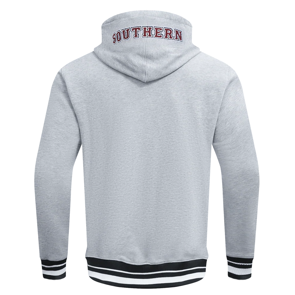 TEXAS SOUTHERN UNIVERSITY CLASSIC MEN'S STACKED LOGO PULLOVER HOODIE (HEATHER GRAY/BLACK) - Image 3