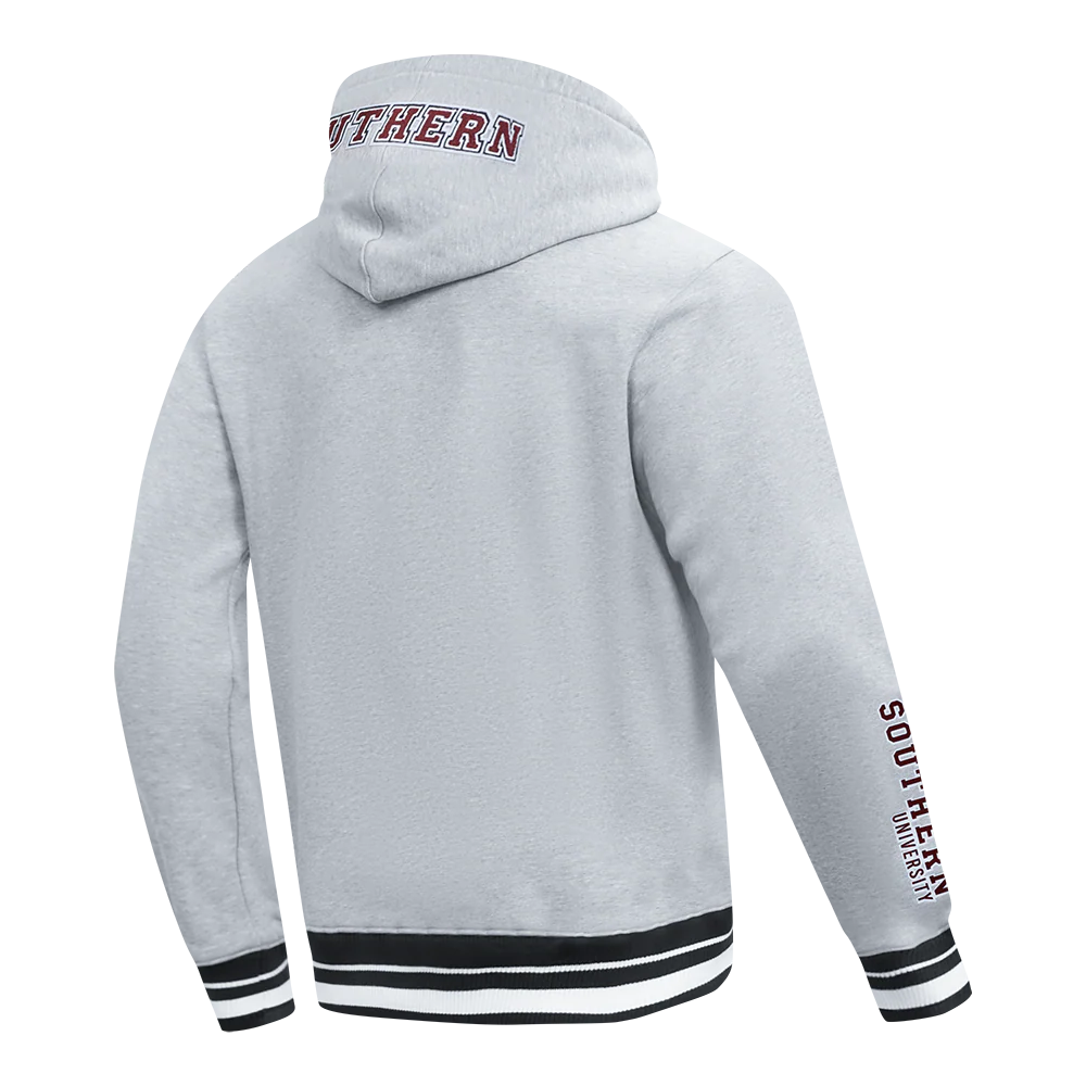 TEXAS SOUTHERN UNIVERSITY CLASSIC MEN'S STACKED LOGO PULLOVER HOODIE (HEATHER GRAY/BLACK) - Image 4