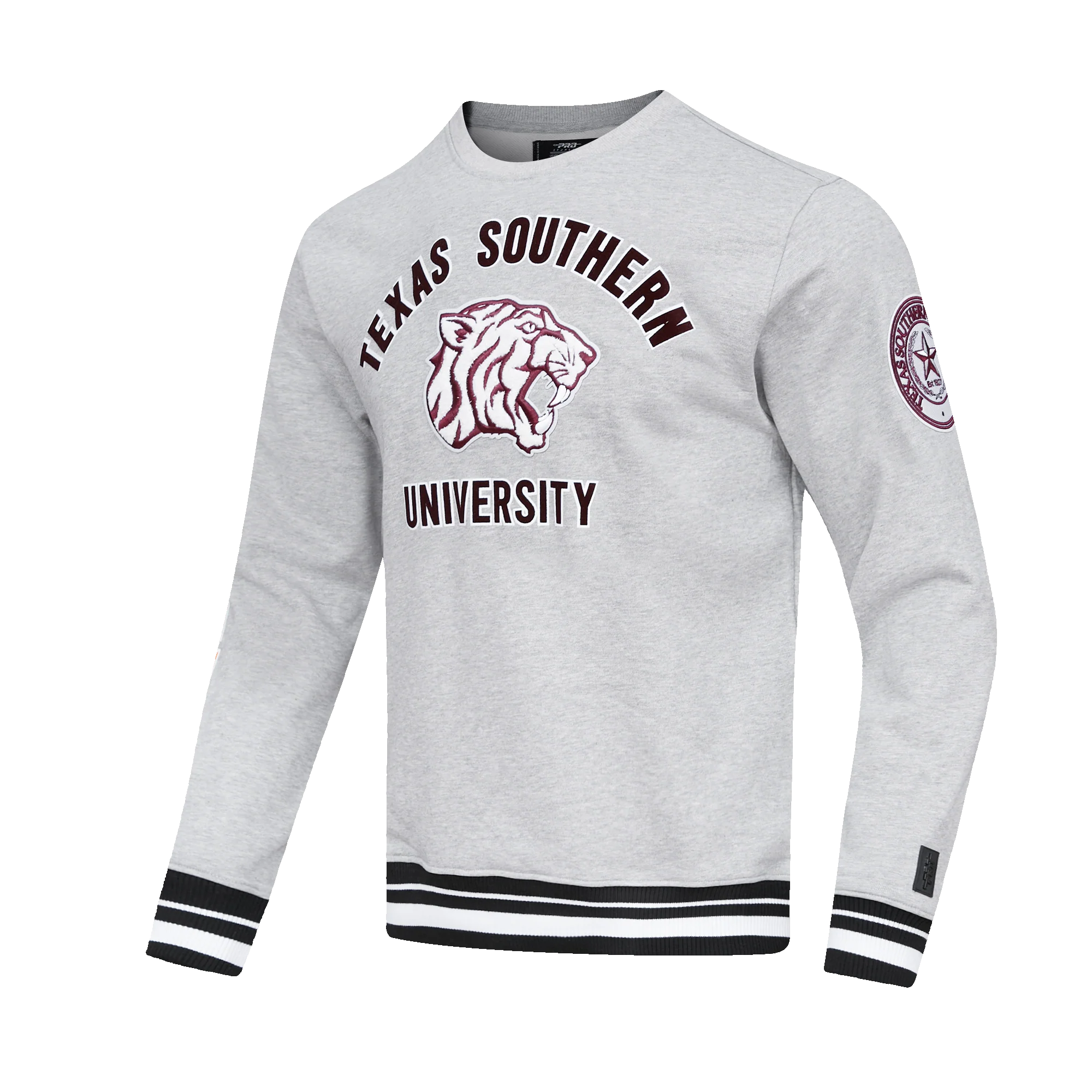 TEXAS SOUTHERN UNIVERSITY CLASSIC MEN'S STACKED LOGO CREWNECK (HEATHER GRAY/BLACK) - Image 10