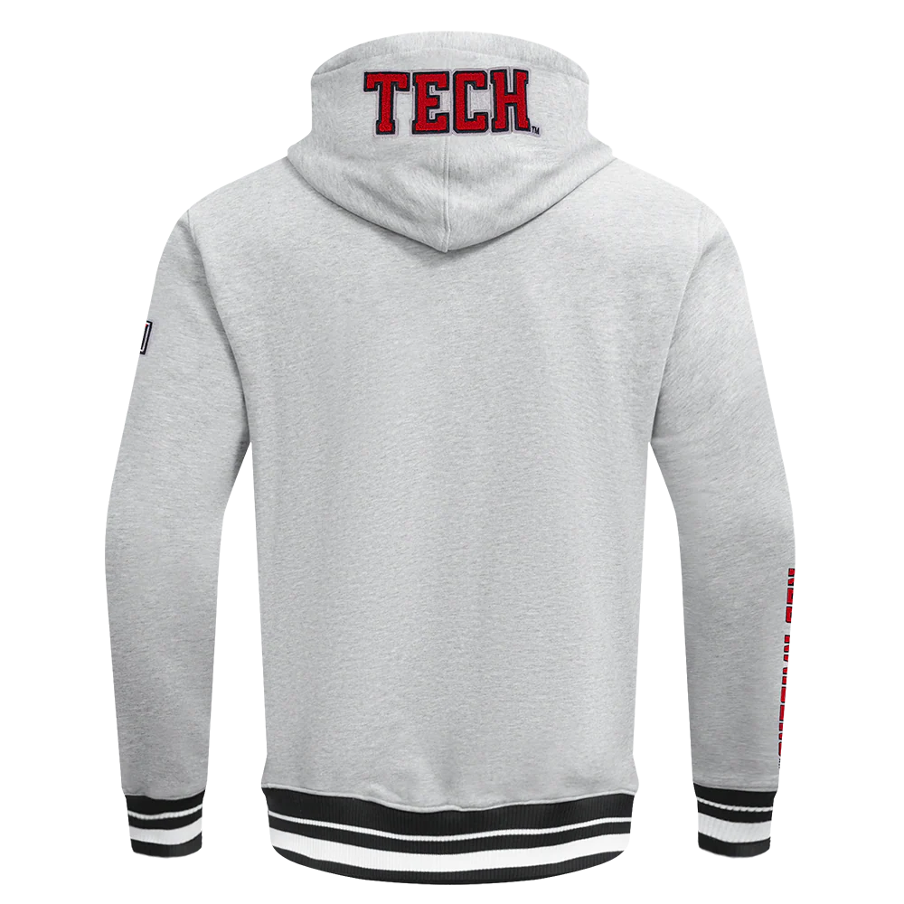 TEXAS TECH UNIVERSITY CLASSIC STACKED LOGO FLEECE PULLOVER HOODIE (HEATHER GRAY/BLACK) - Image 3