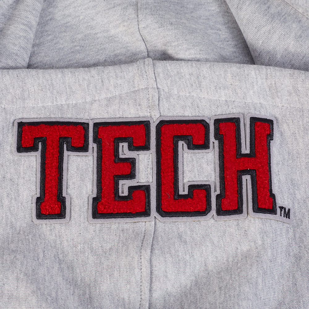 TEXAS TECH UNIVERSITY CLASSIC STACKED LOGO FLEECE PULLOVER HOODIE (HEATHER GRAY/BLACK) - Image 8