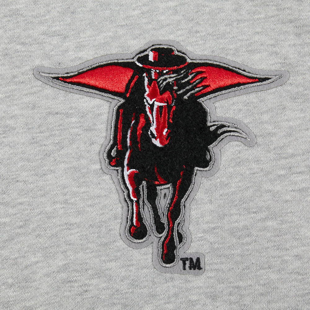 COLLEGE TEXAS TECH UNIVERSITY CLASSIC WOMEN'S RIB FLC CREWNECK (HEATHER GRAY/BLACK) - Image 7