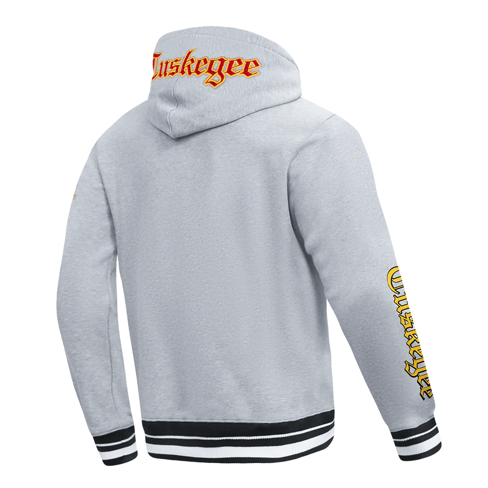 TUSKEGEE UNIVERSITY CLASSIC MEN'S PULLOVER HOODIE (HEATHER GRAY/BLACK) - Image 4