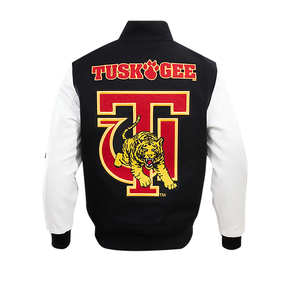 TUSKEGEE UNIVERSITY CLASSIC WOOL MEN'S VARSITY JACKET (BLACK/WHITE) - Image 3
