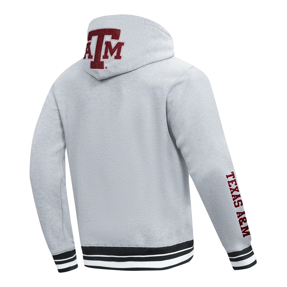 TEXAS A&M UNIVERSITY CLASSIC MEN'S STACKED LOGO PULLOVER HOODIE (HEATHER GRAY/BLACK) - Image 4