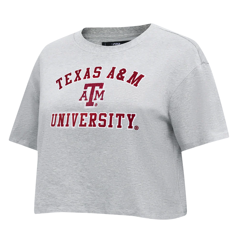 COLLEGE TEXAS A&M UNIVERSITY CLASSIC WOMEN'S SJ BOXY TEE (HEATHER GREY) - Image 2