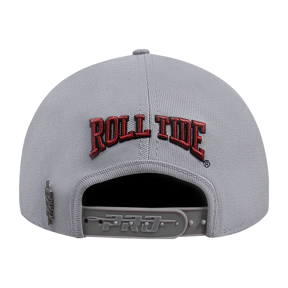 COLLEGE UNIVERSITY OF ALABAMA CREST EMBLEM MEN'S PINCH FRONT STRAPBACK H (GRAY) - Image 4