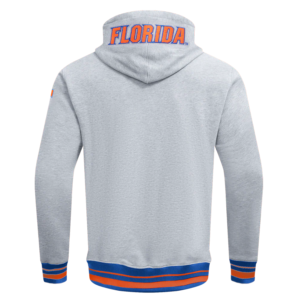 UNIVERSITY OF FLORIDA CLASSIC MEN'S STACKED LOGO PULLOVER HOODIE (HEATHER GREY/ROYAL/ORANGE) - Image 3