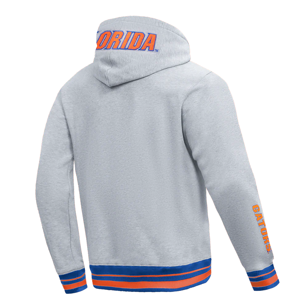 UNIVERSITY OF FLORIDA CLASSIC MEN'S STACKED LOGO PULLOVER HOODIE (HEATHER GREY/ROYAL/ORANGE) - Image 4