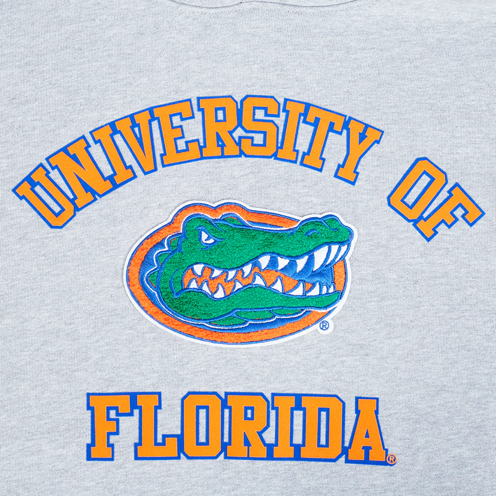 UNIVERSITY OF FLORIDA CLASSIC MEN'S STACKED LOGO PULLOVER HOODIE (HEATHER GREY/ROYAL/ORANGE) - Image 5