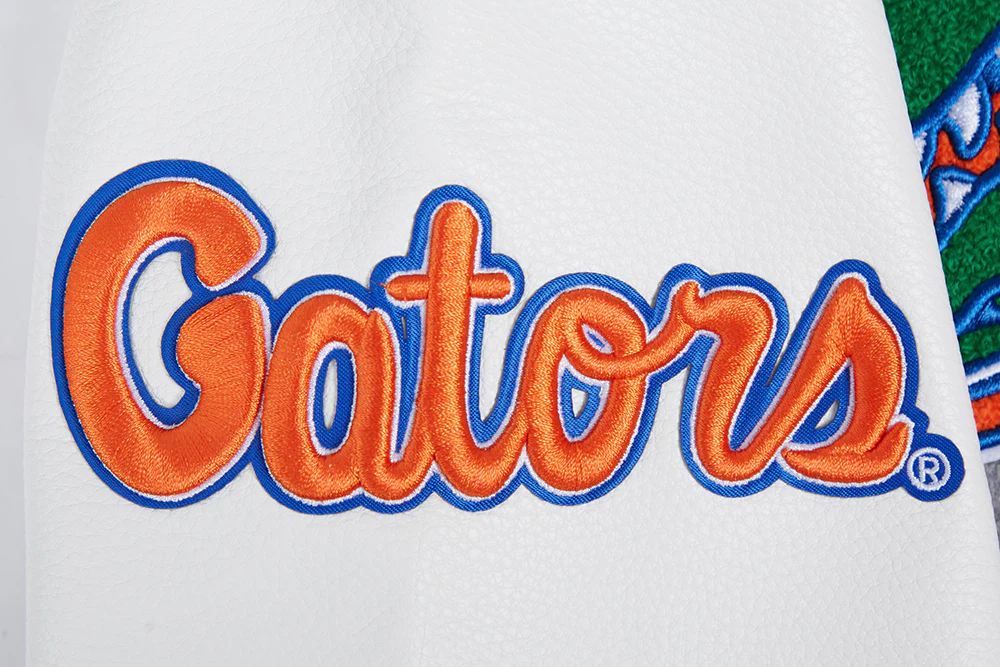 UNIVERSITY OF FLORIDA CLASSIC RIB WOOL VARSITY JACKET (HEATHER GREY/ROYAL/ORANGE) - Image 7