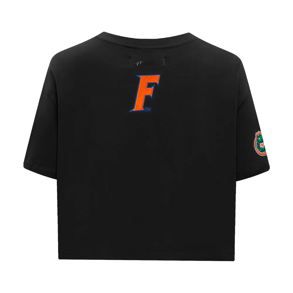 UNIVERSITY OF FLORIDA CLASSIC WOMEN'S SINGLE JERSEY BOXY TEE (BLACK) - Image 3