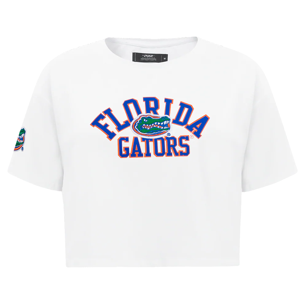UNIVERSITY OF FLORIDA CLASSIC WOMEN'S SINGLE JERSEY BOXY TEE (WHITE)