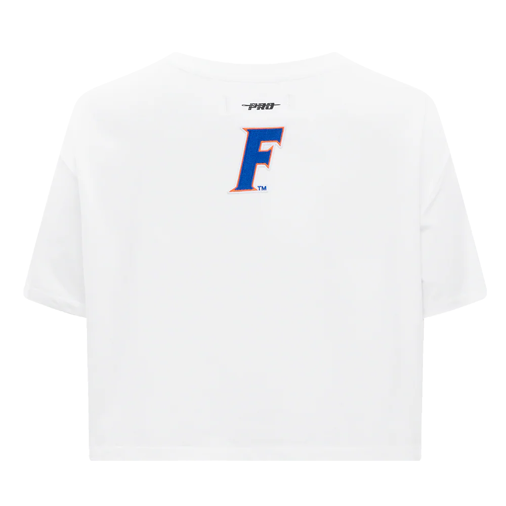 UNIVERSITY OF FLORIDA CLASSIC WOMEN'S SINGLE JERSEY BOXY TEE (WHITE) - Image 3