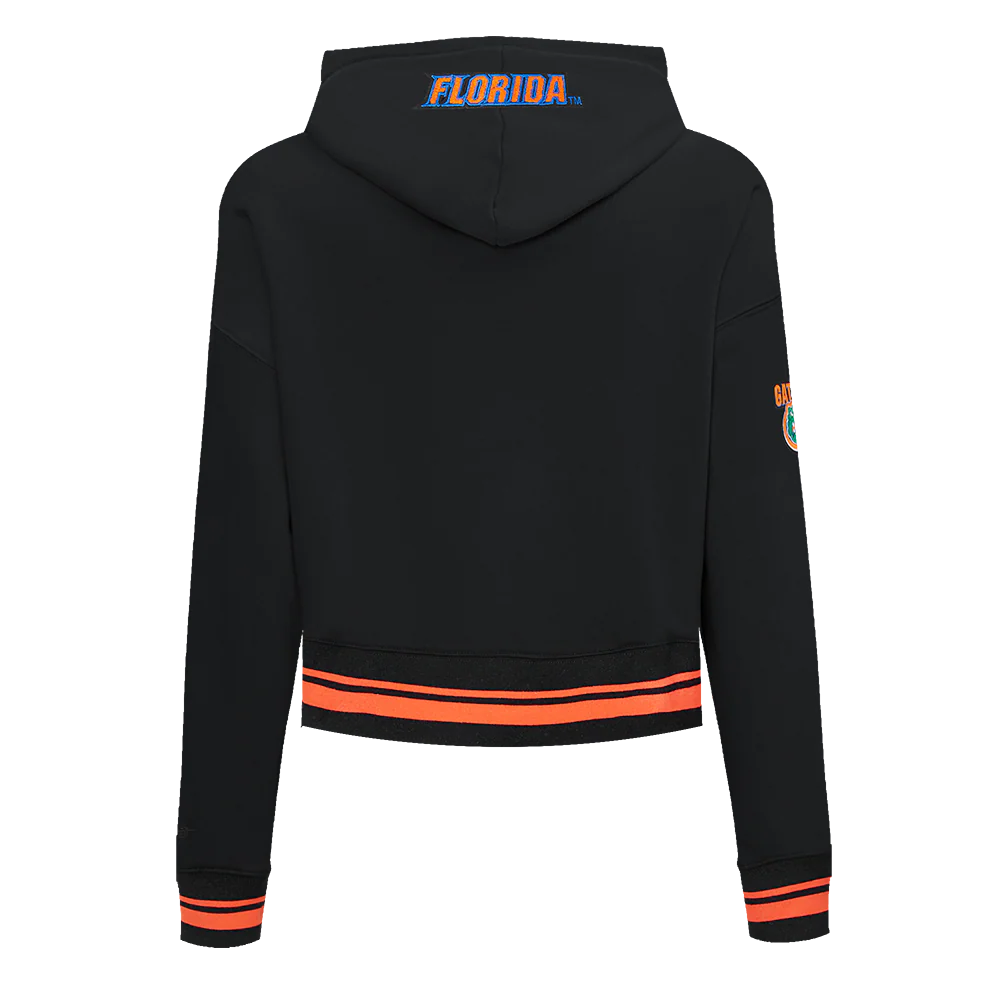 UNIVERSITY OF FLORIDA CLASSIC RIB FLEECE CROPPED PULLOVER HOODIE (BLACK/ORANGE) - Image 3