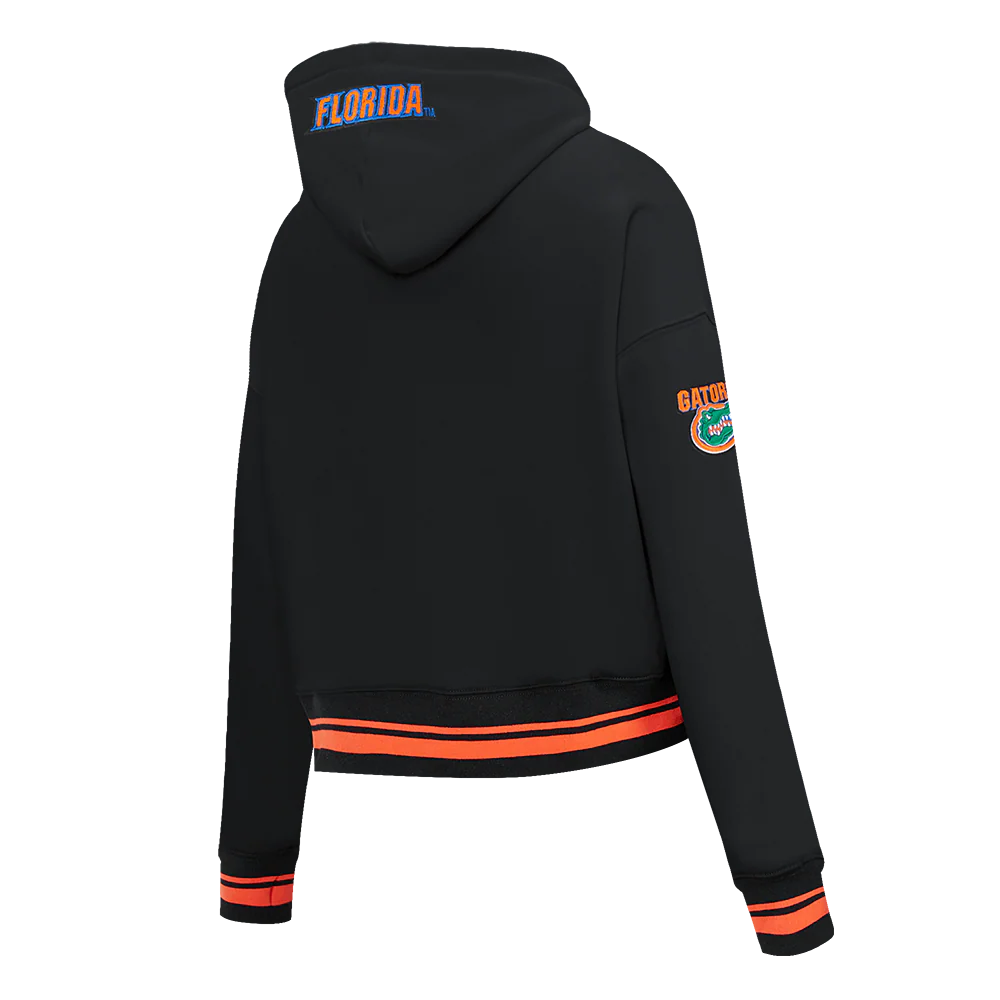 UNIVERSITY OF FLORIDA CLASSIC RIB FLEECE CROPPED PULLOVER HOODIE (BLACK/ORANGE) - Image 4
