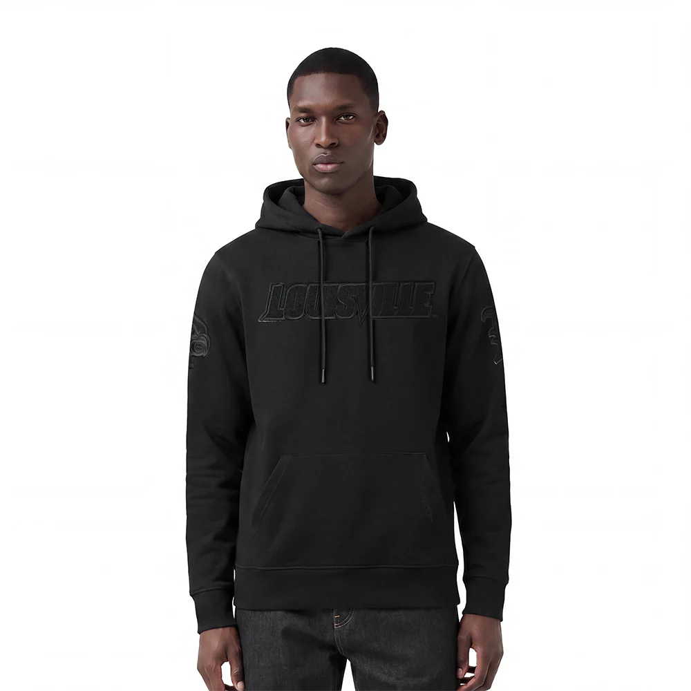 UNIVERSITY OF LOUISVILLE COLLEGE CLASSIC 3BK MEN'S FLC PO HOODIE (BLACK)