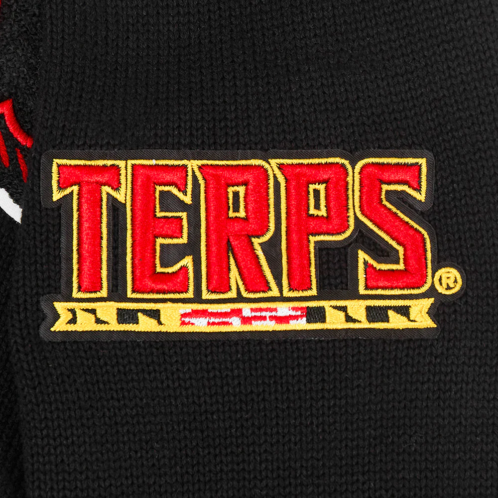 COLLEGE UNIVERSITY OF MARYLAND VINTAGE VARSITY MEN'S CARDIGAN SWEATER (BLACK) - Image 6