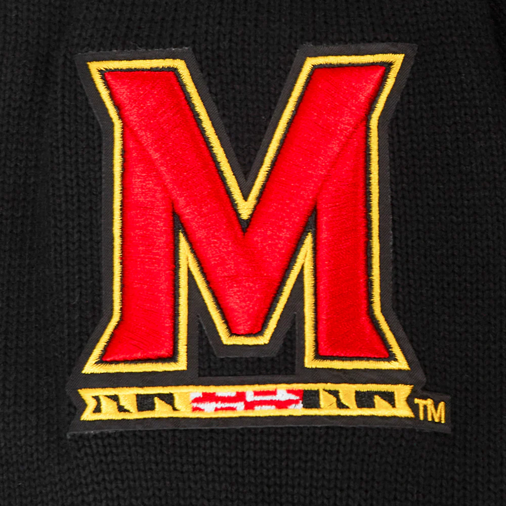 COLLEGE UNIVERSITY OF MARYLAND VINTAGE VARSITY MEN'S CARDIGAN SWEATER (BLACK) - Image 7