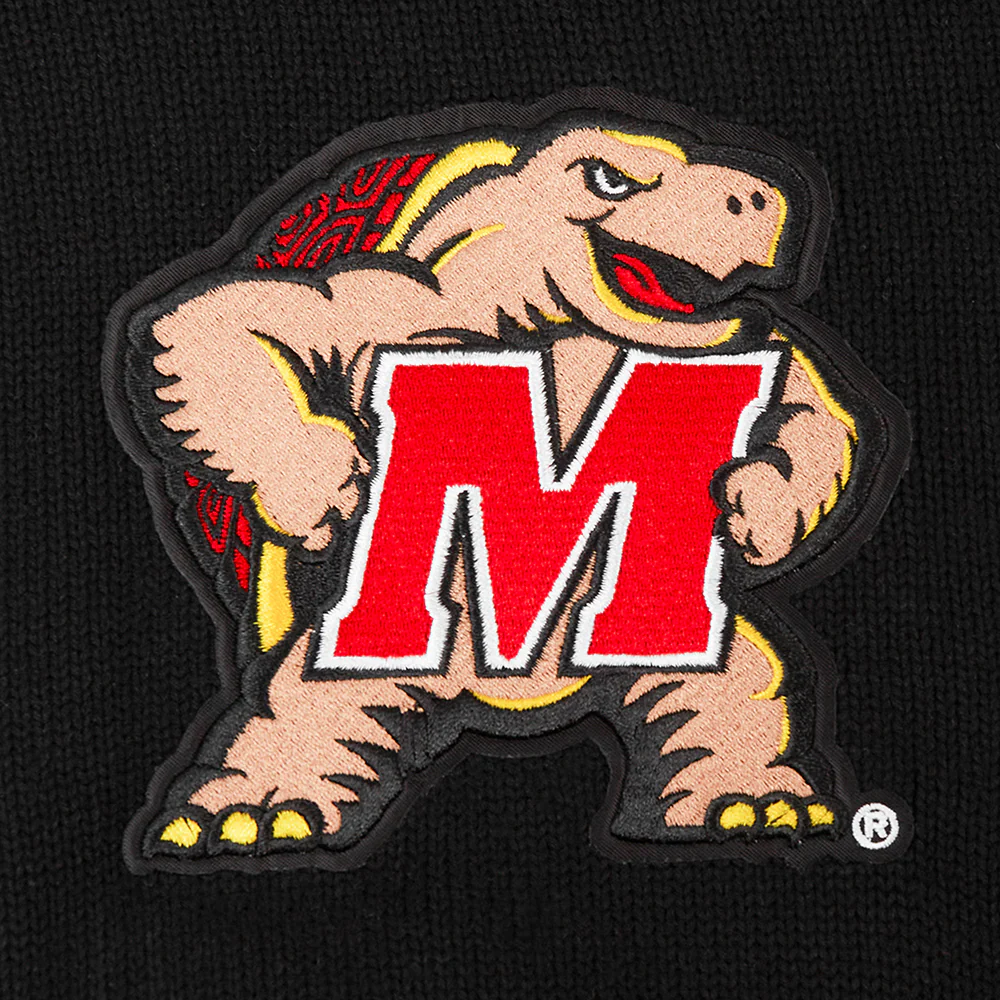 COLLEGE UNIVERSITY OF MARYLAND VINTAGE VARSITY MEN'S CARDIGAN SWEATER (BLACK) - Image 8