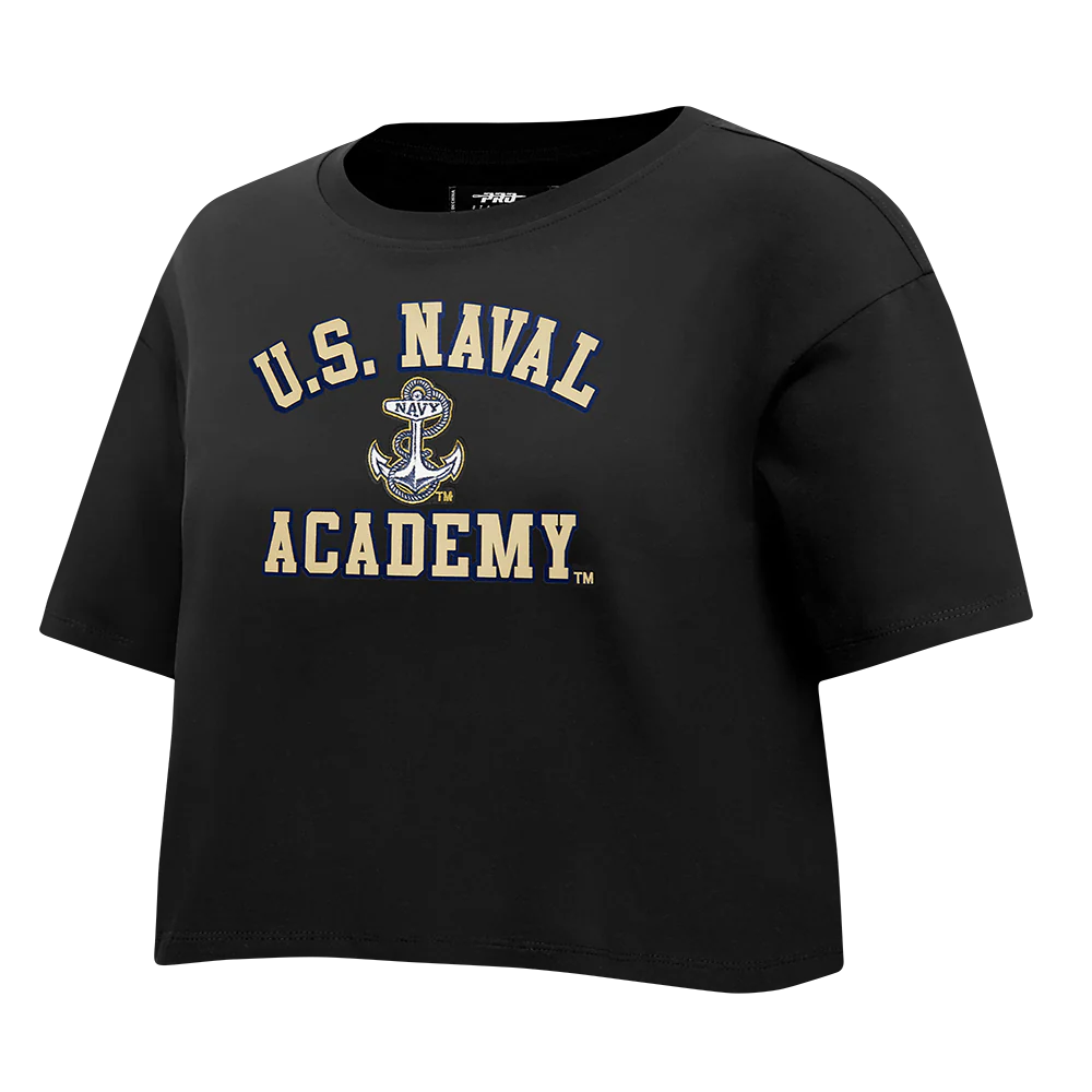 COLLEGE UNITED STATES NAVAL ACADEMY CLASSIC WOMEN'S SJ BOXY TEE (BLACK) - Image 4