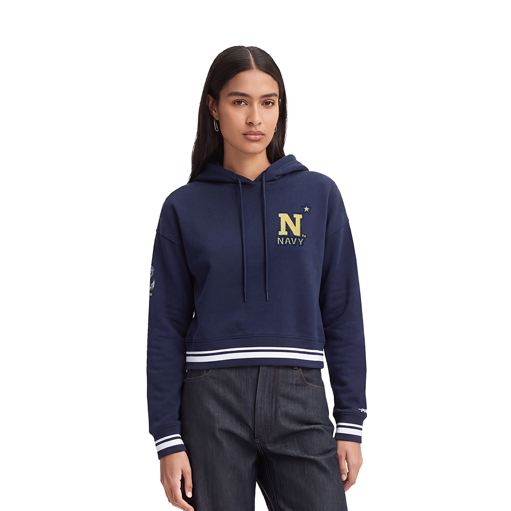 COLLEGE UNITED STATES NAVAL ACADEMY CLASSIC WOMEN'S RIB FLC PO HOODIE (MIDNIGHT NAVY)