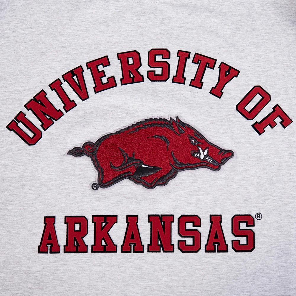 UNIVERSITY OF ARKANSAS CLASSIC MEN'S STACKED LOGO TEE (HEATHER GREY) - Image 8