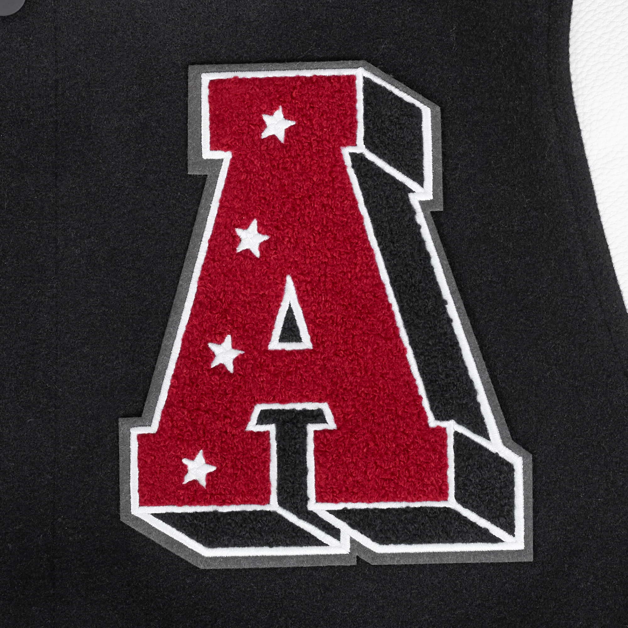 UNIVERSITY OF ARKANSAS CLASSIC MEN'S RIB WOOL VARSITY JACKET (BLACK/WHITE) - Image 5