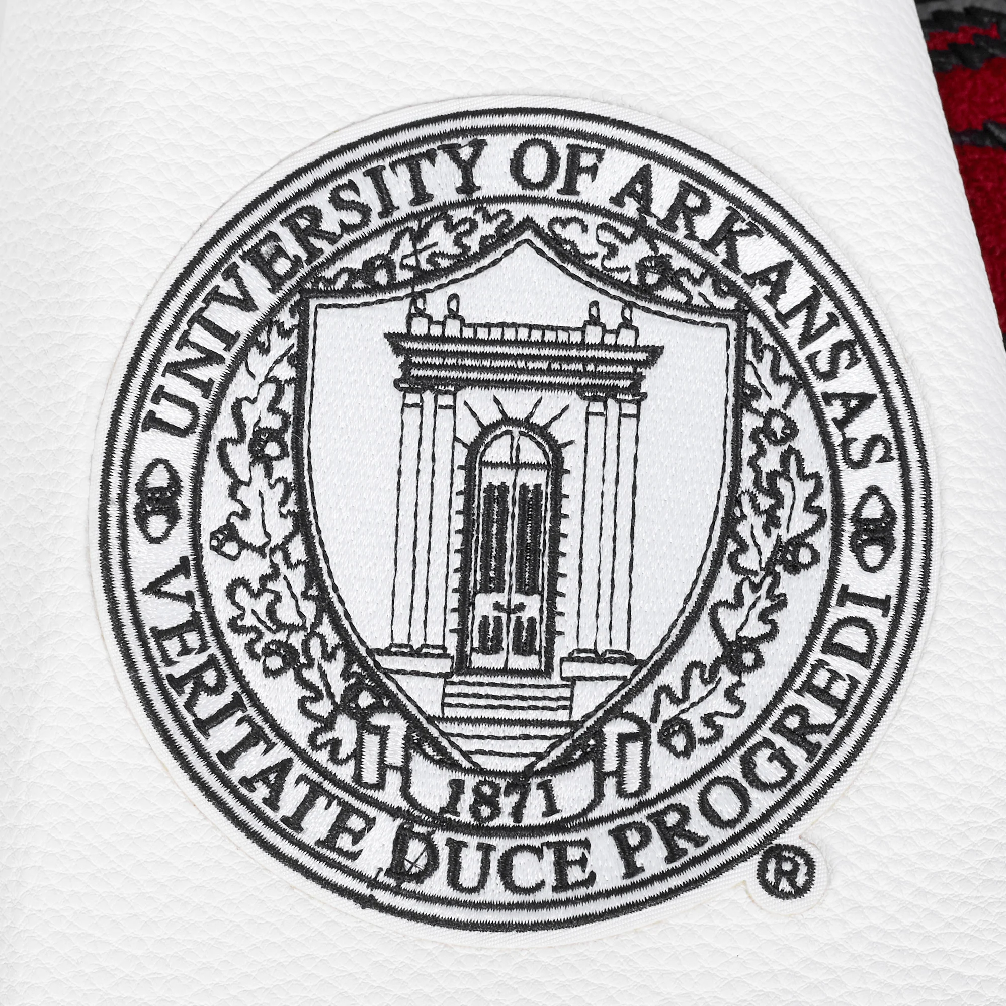 UNIVERSITY OF ARKANSAS CLASSIC MEN'S RIB WOOL VARSITY JACKET (BLACK/WHITE) - Image 8