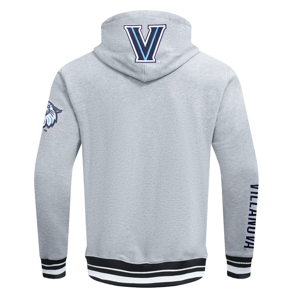 VILLANOVA UNIVERSITY CLASSIC MEN'S STACKED LOGO FLC PO HOODIE (HEATHER GRAY/BLACK) - Image 3