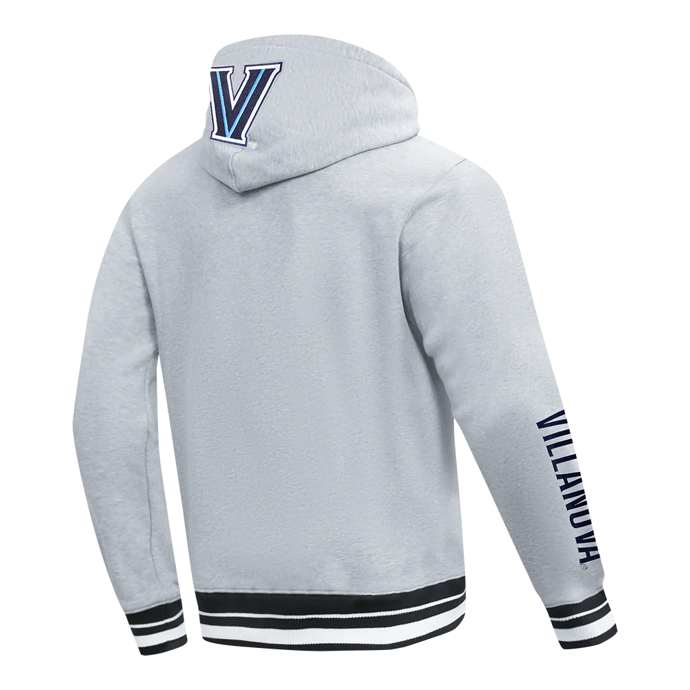 VILLANOVA UNIVERSITY CLASSIC MEN'S STACKED LOGO FLC PO HOODIE (HEATHER GRAY/BLACK) - Image 4