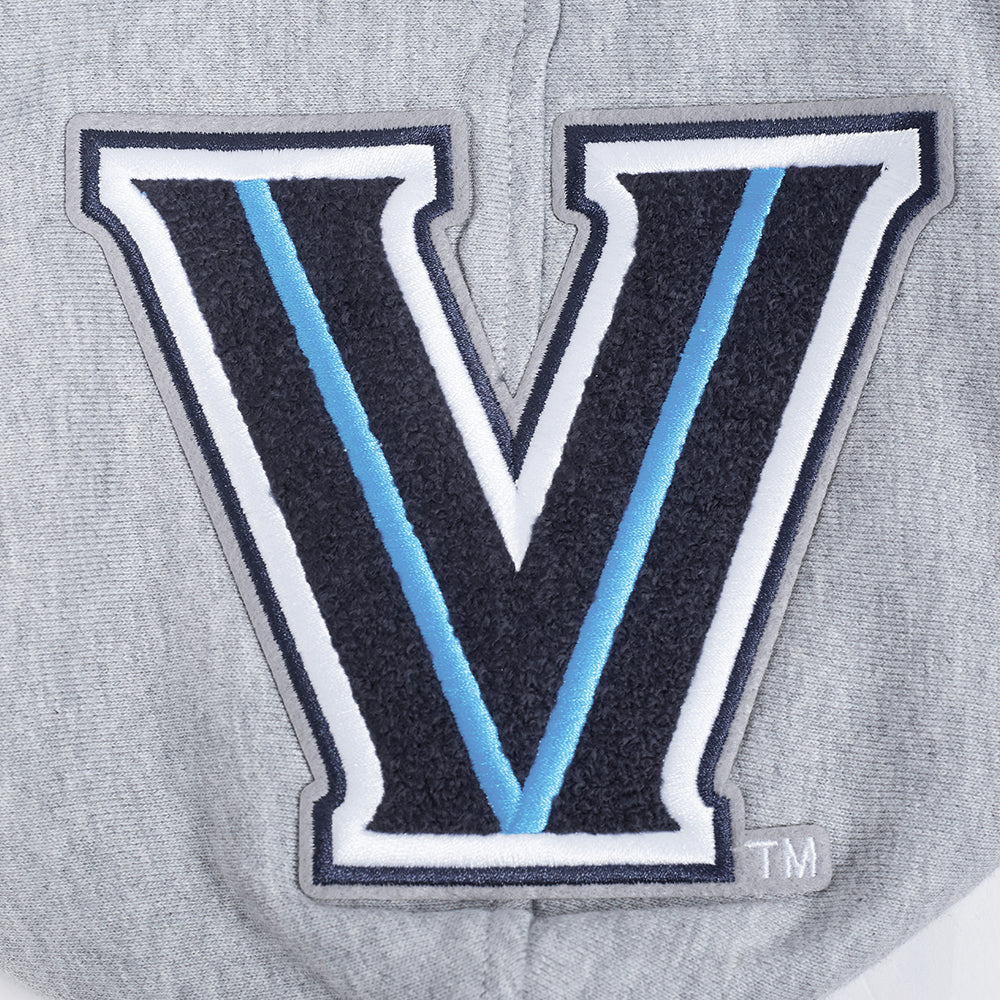 VILLANOVA UNIVERSITY CLASSIC MEN'S STACKED LOGO FLC PO HOODIE (HEATHER GRAY/BLACK) - Image 6