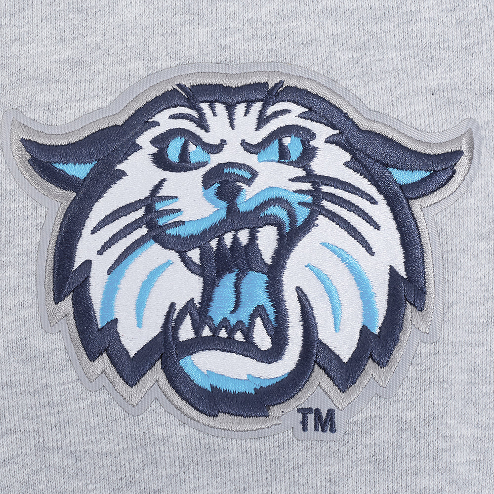 VILLANOVA UNIVERSITY CLASSIC MEN'S STACKED LOGO FLC PO HOODIE (HEATHER GRAY/BLACK) - Image 7