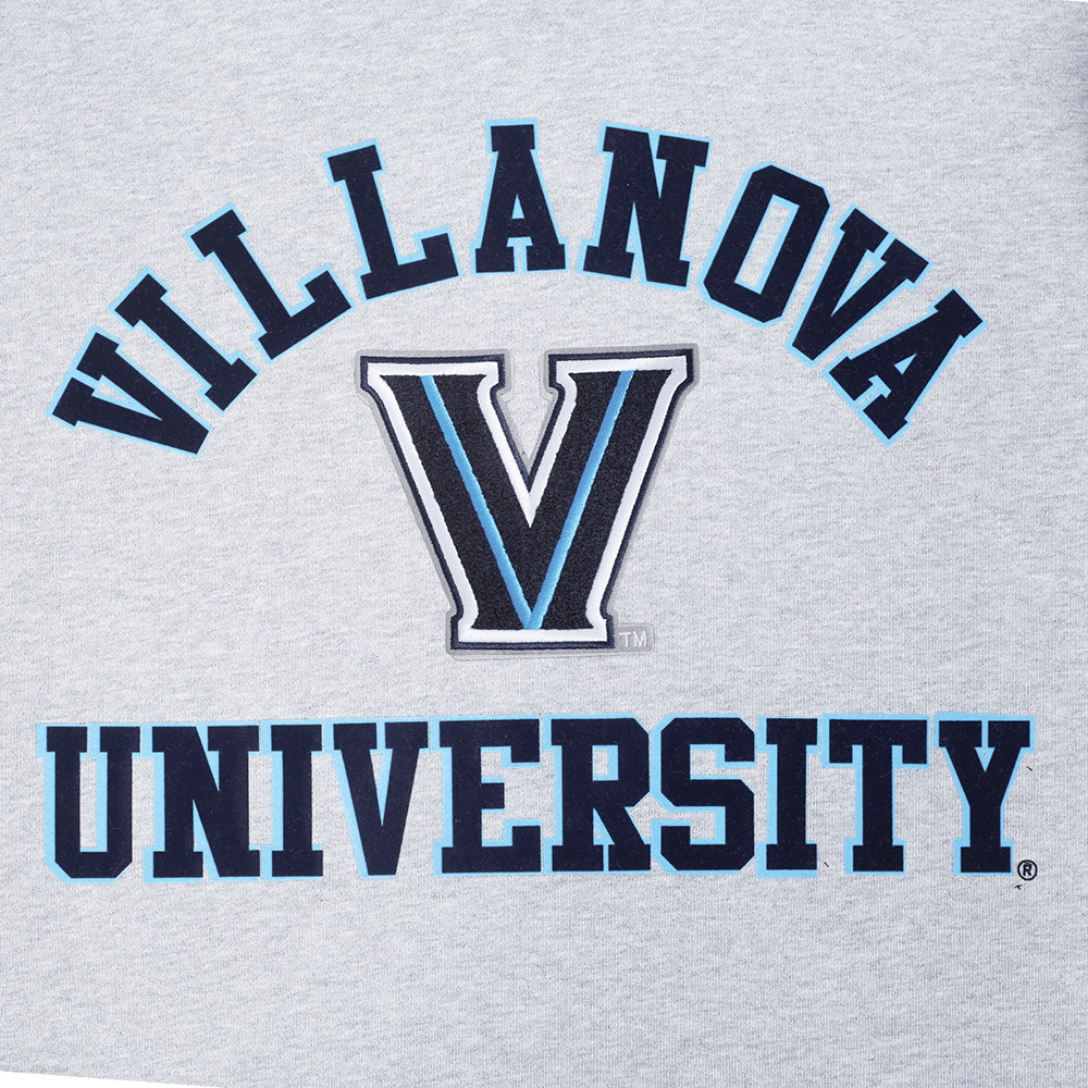 VILLANOVA UNIVERSITY CLASSIC MEN'S STACKED LOGO FLC PO HOODIE (HEATHER GRAY/BLACK) - Image 9