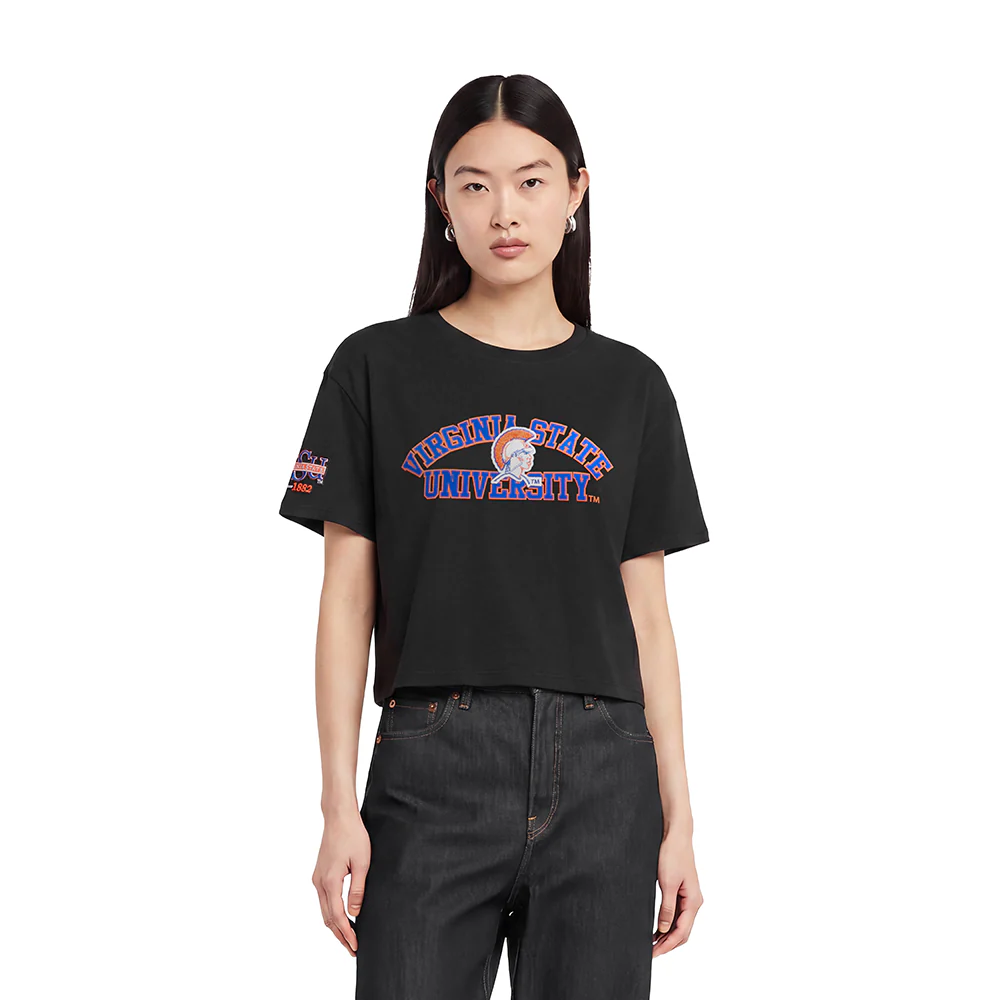 COLLEGE VIRGINIA STATE UNIVERSITY CLASSIC WOMEN'S SJ BOXY TEE (BLACK)