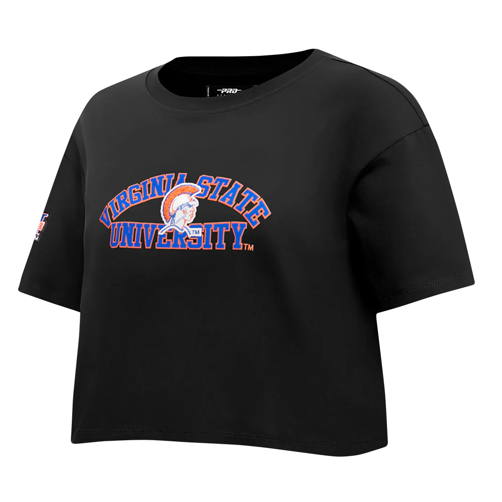 COLLEGE VIRGINIA STATE UNIVERSITY CLASSIC WOMEN'S SJ BOXY TEE (BLACK) - Image 4