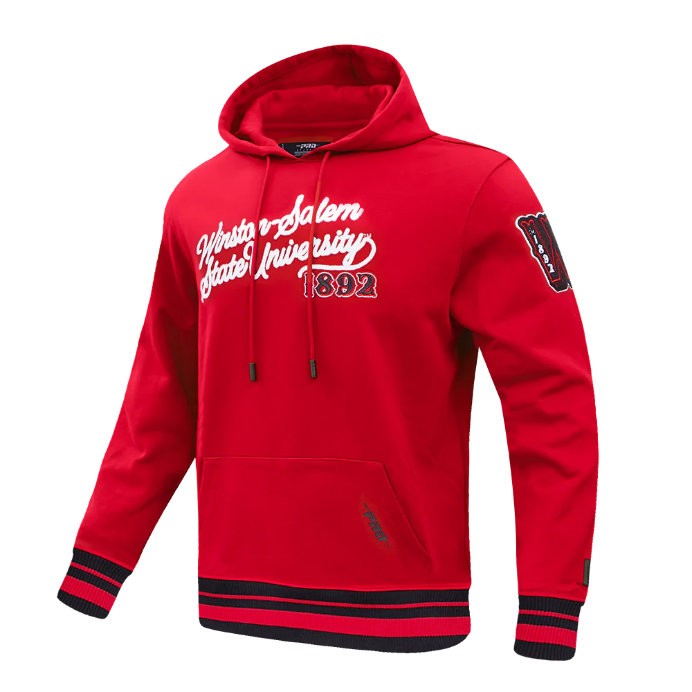 COLLEGE WINSTON-SALEM STATE UNIVERSITY VINTAGE VARSITY MEN'S FLC RIB PO (RED/BLACK) - Image 2