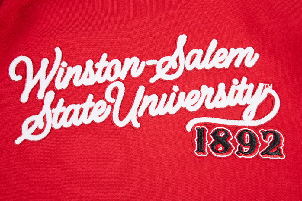 COLLEGE WINSTON-SALEM STATE UNIVERSITY VINTAGE VARSITY MEN'S FLC RIB PO (RED/BLACK) - Image 5